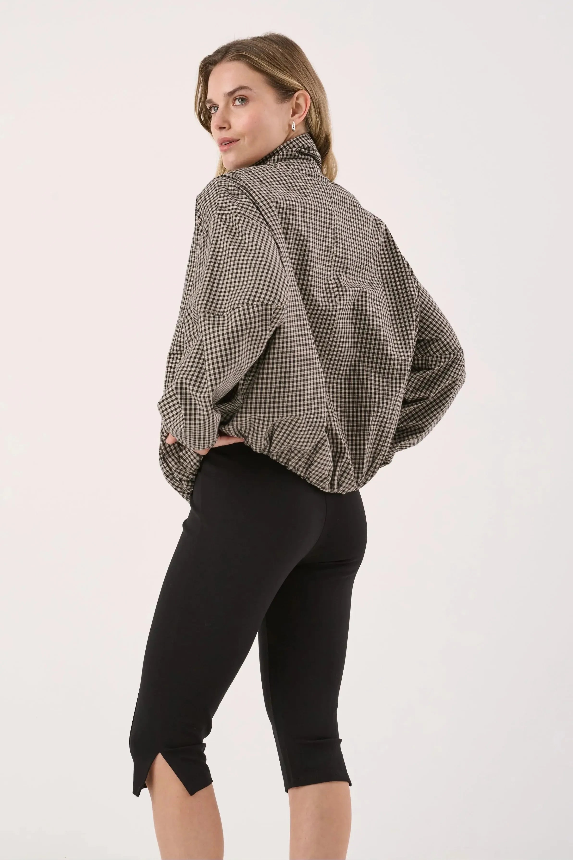 Sammie Bomber Jacket - Camel Check-Jackets, Coats & Vests-SASS-The Bay Room