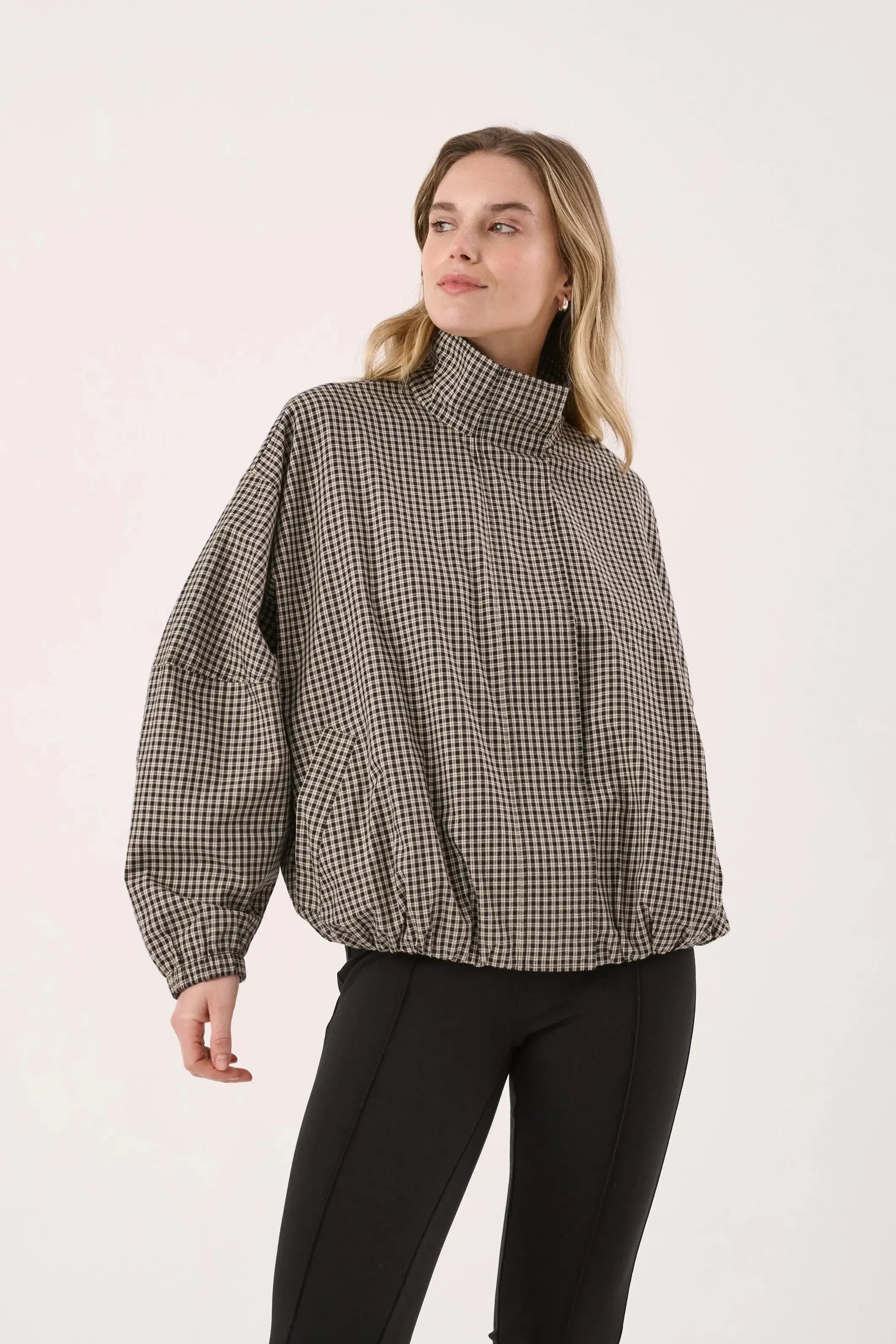 Sammie Bomber Jacket - Camel Check-Jackets, Coats & Vests-SASS-The Bay Room
