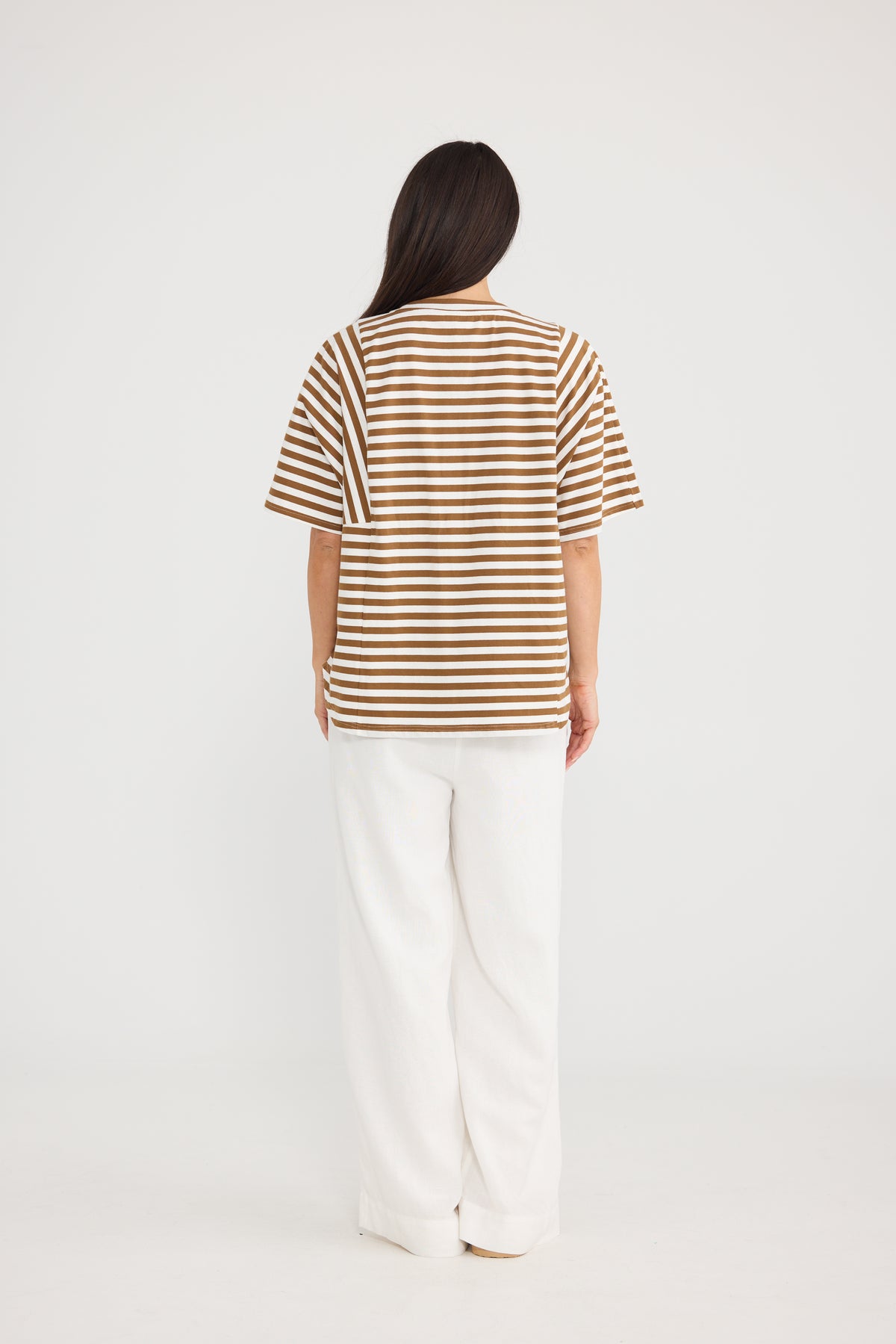 Sana Tee - Beige Stripe-Tops-Brave & True-The Bay Room