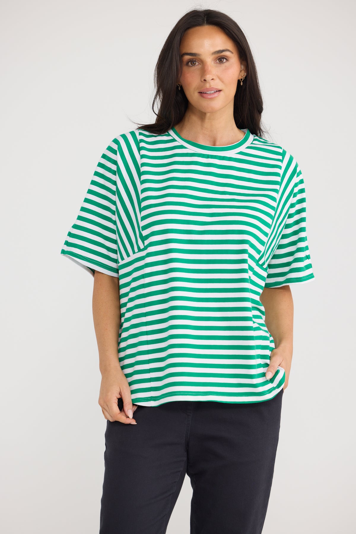 Sana Tee - Jade Stripe-Tops-Brave & True-The Bay Room