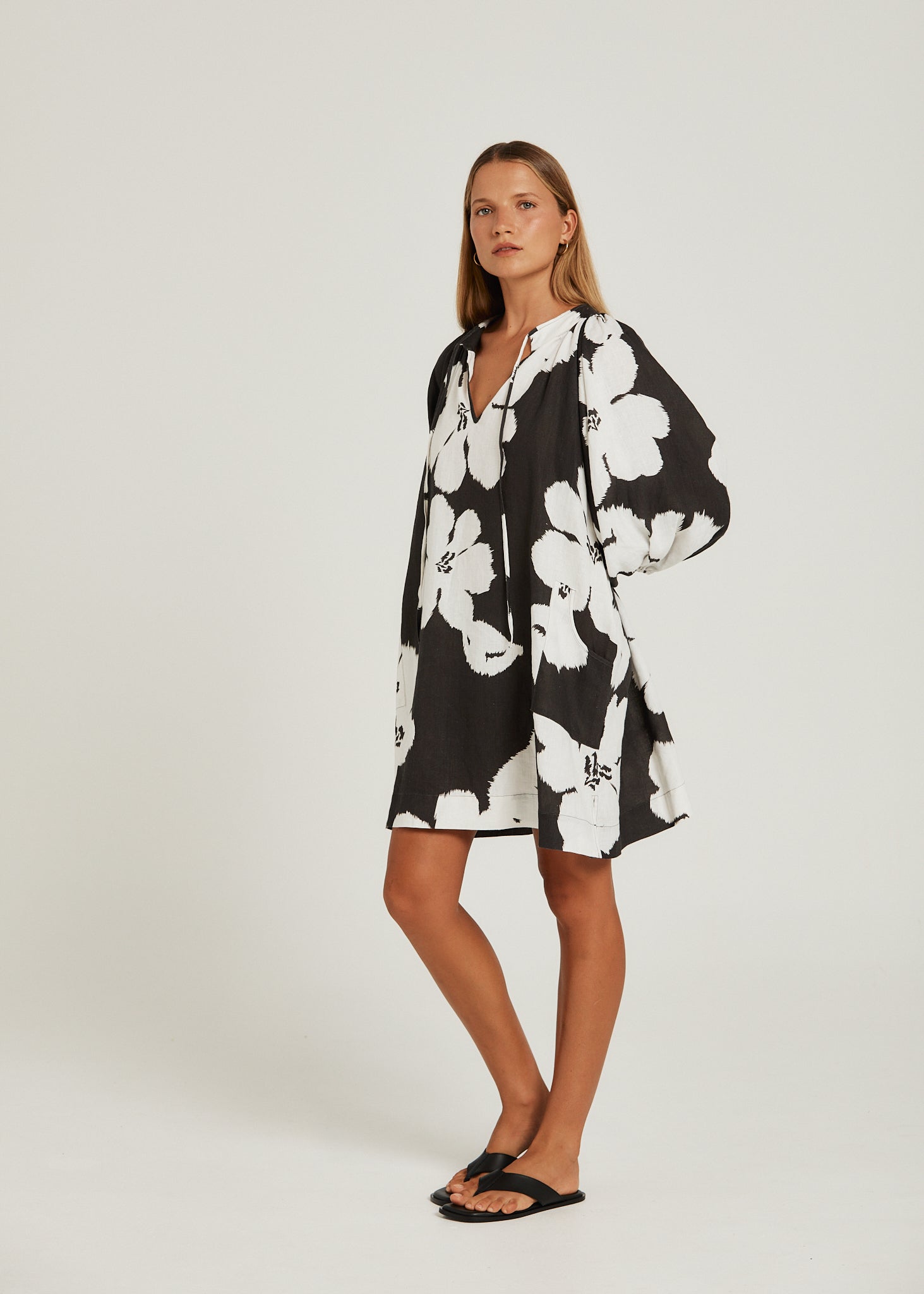 Sangria Dress - Charcoal Bloom-Dresses-Pippa Ridley-The Bay Room