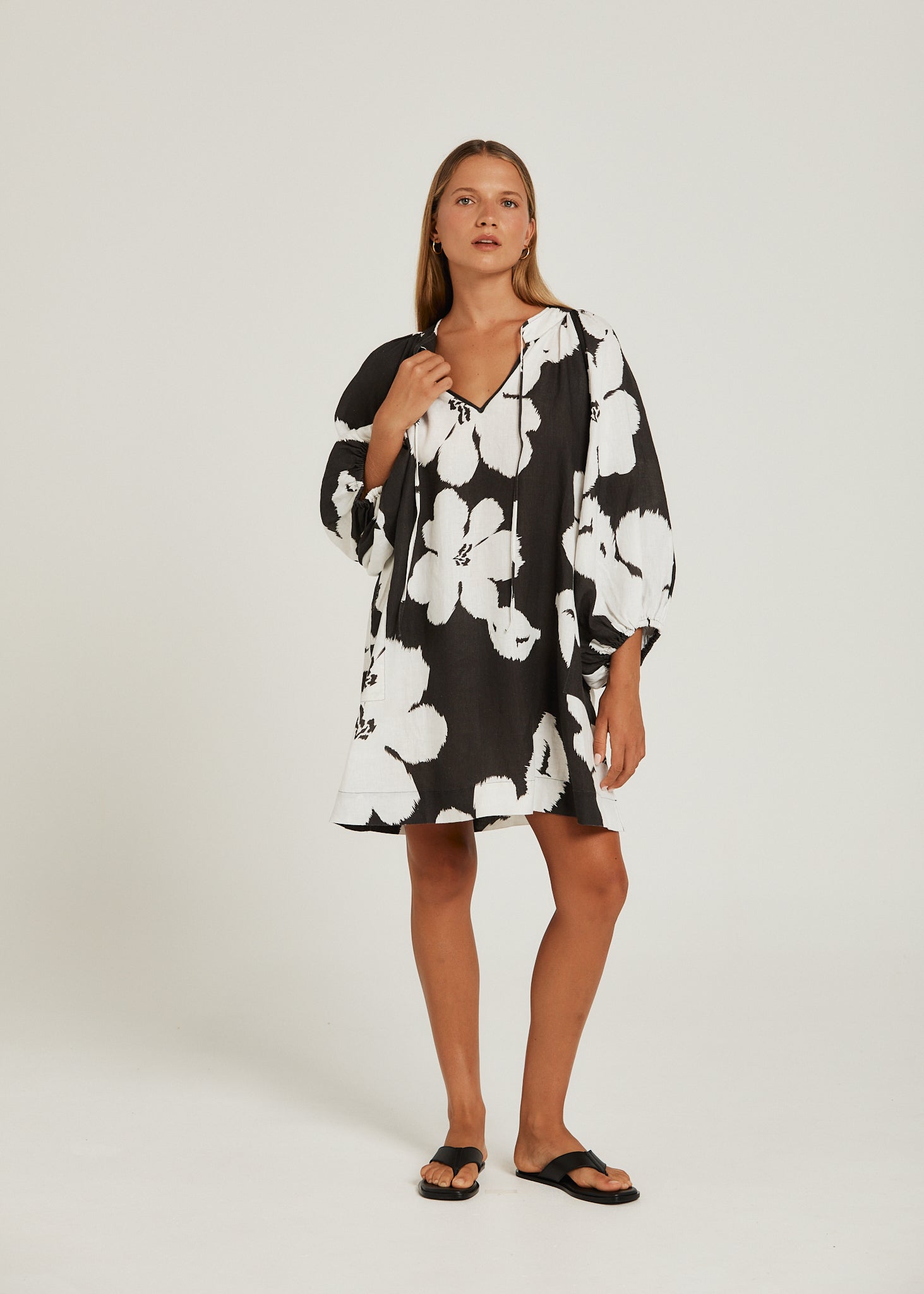 Sangria Dress - Charcoal Bloom-Dresses-Pippa Ridley-The Bay Room