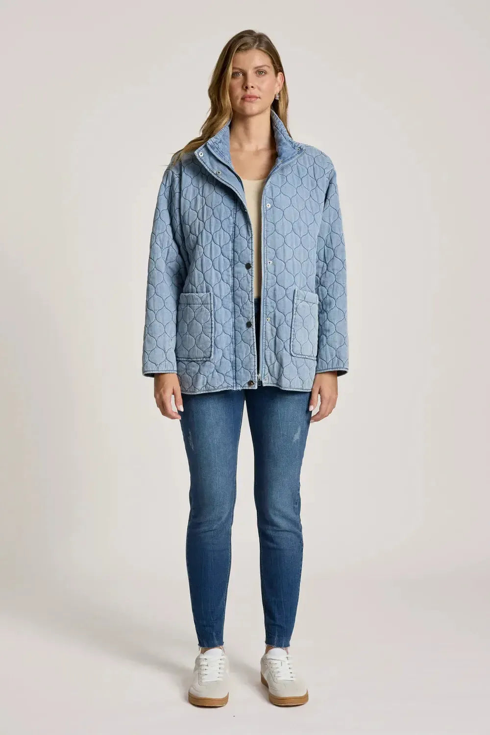Sansi Quilted Jacket - Denim-Jackets, Coats & Vests-Eb & Ive-The Bay Room