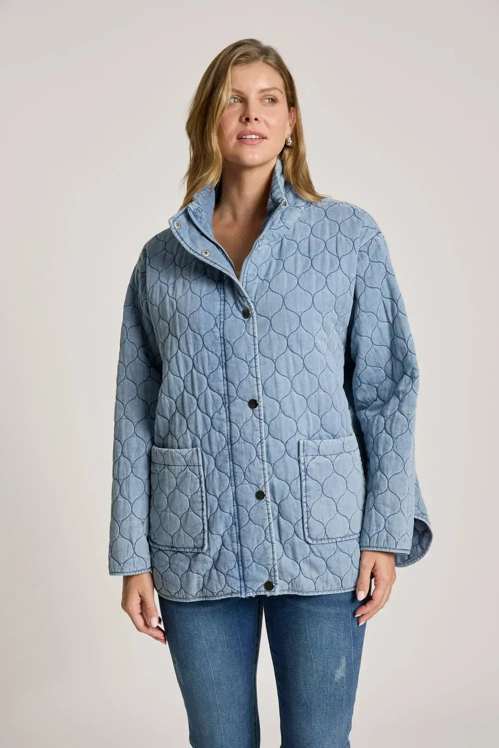 Sansi Quilted Jacket - Denim-Jackets, Coats & Vests-Eb & Ive-The Bay Room