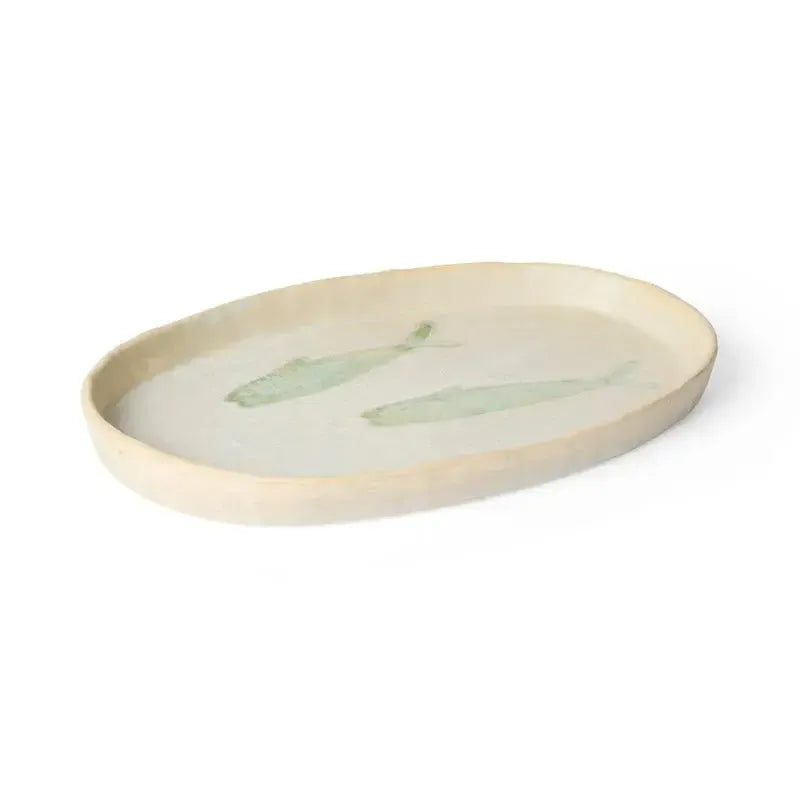 Sardine Seafoam Glazed Plate 29x19x2.5cm-Dining & Entertaining-Madras Link-The Bay Room