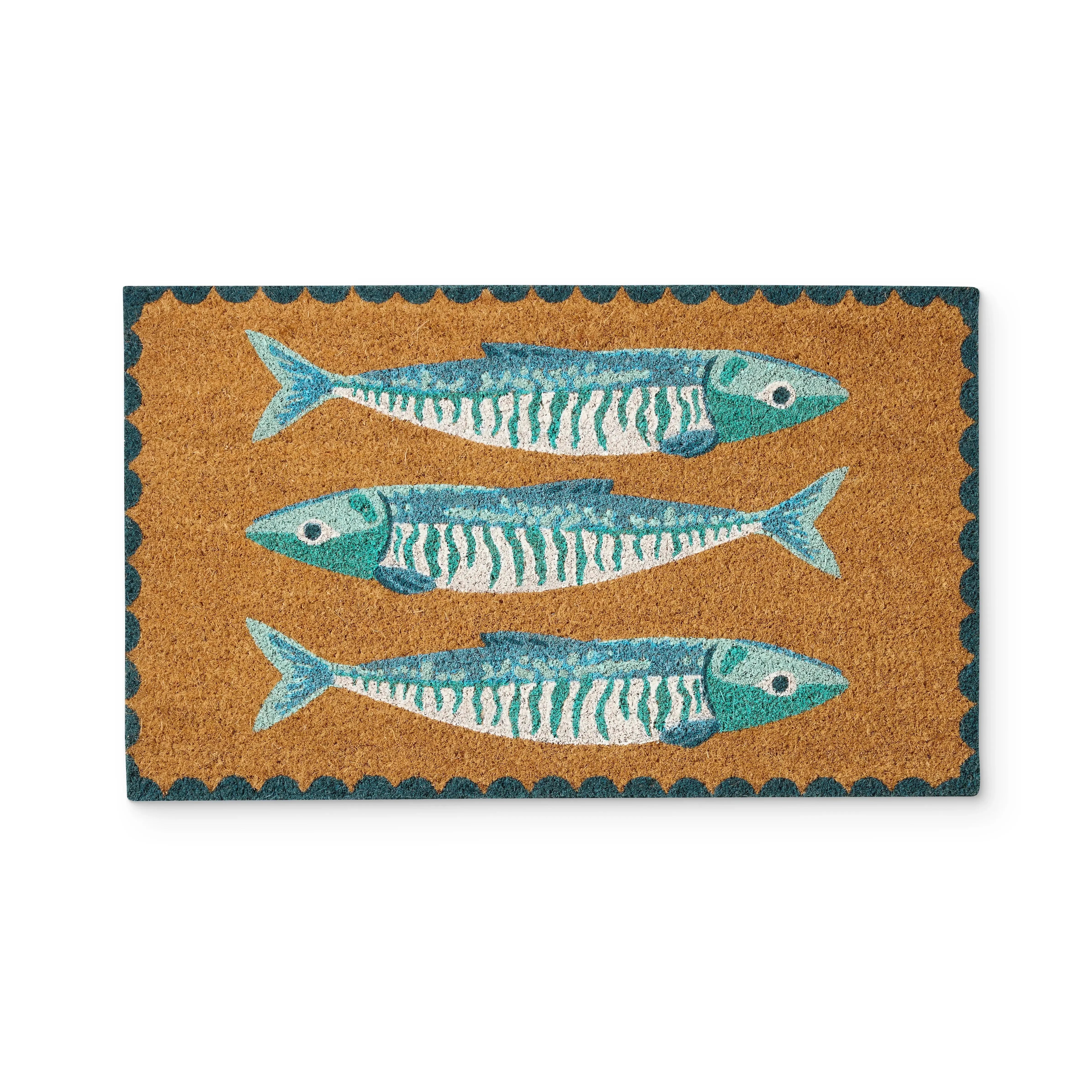 Sardines Blue Doormat 45x75cm-Floor Rugs & Doormats-Madras Link-The Bay Room