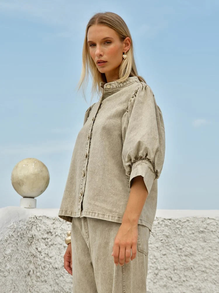 Saskia Balloon Shirt - Parchment