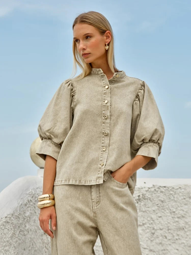 Saskia Balloon Shirt - Parchment