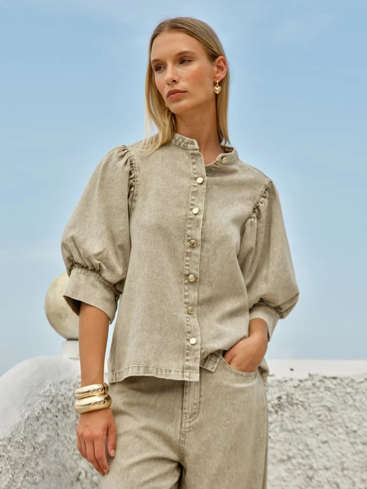 Saskia Balloon Shirt - Parchment