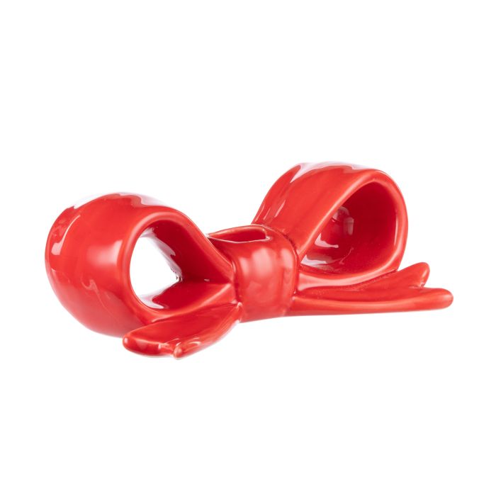Saylor Bow Candle Holder 14.5x8x5.3cm Red-Decor Items-Emporium-The Bay Room