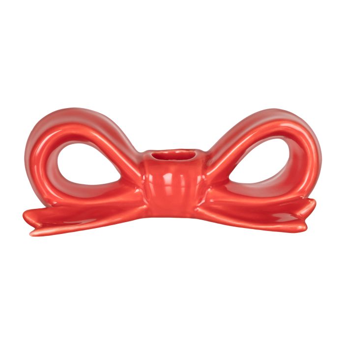 Saylor Bow Candle Holder 14.5x8x5.3cm Red-Decor Items-Emporium-The Bay Room