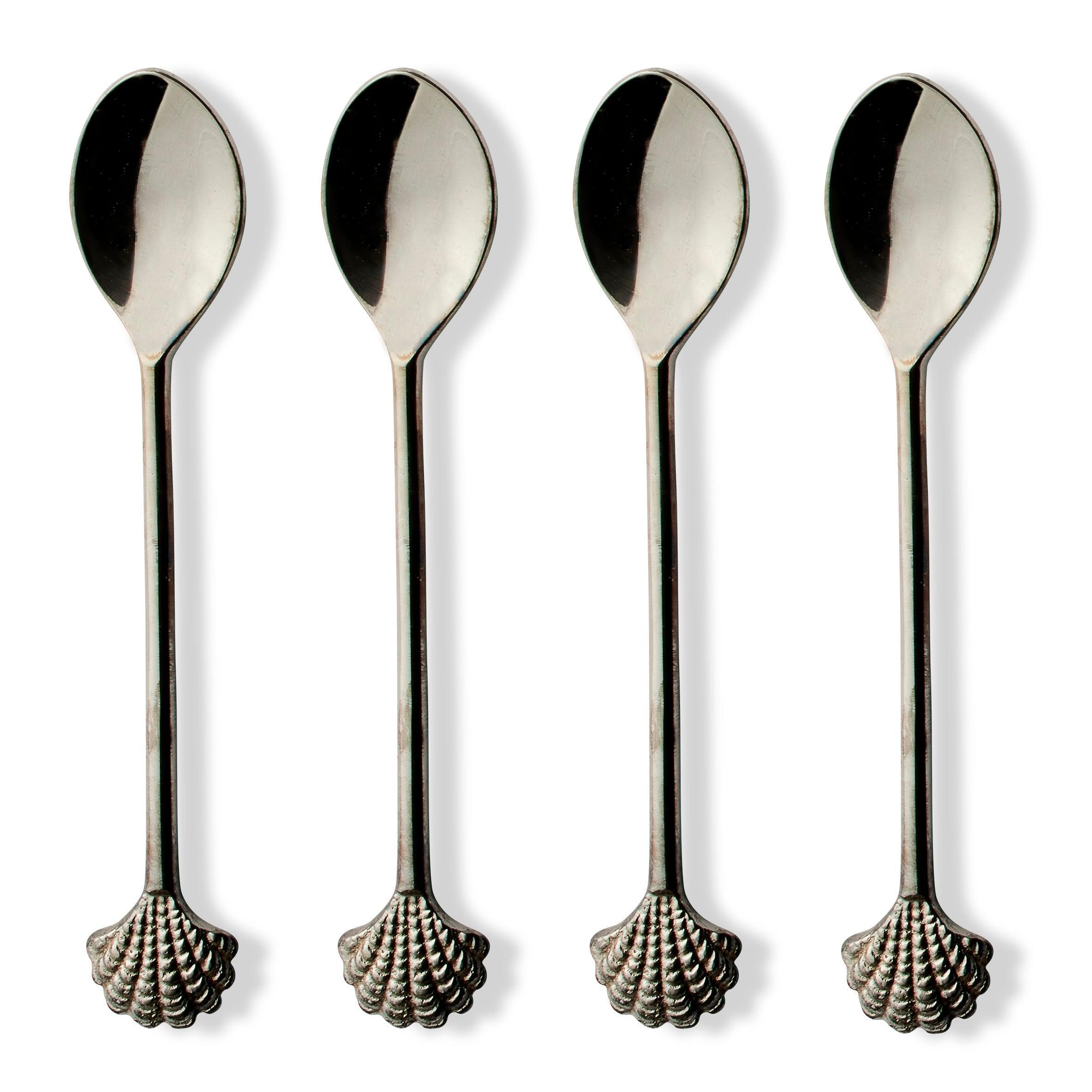 Scallop Shell Silver Spoon Set Of 4-Dining & Entertaining-Madras Link-The Bay Room