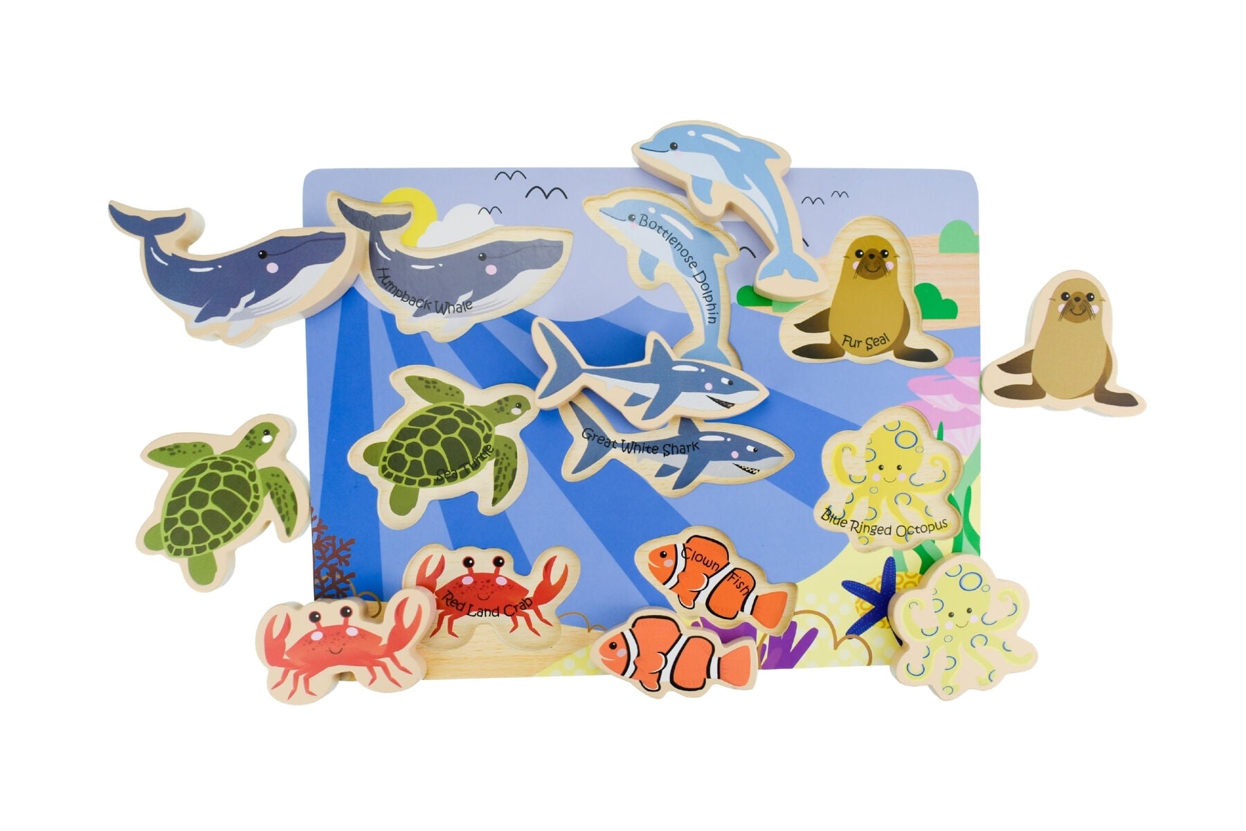 Sea Animals Wooden Chunky Puzzle-Toys-Eleganter-The Bay Room
