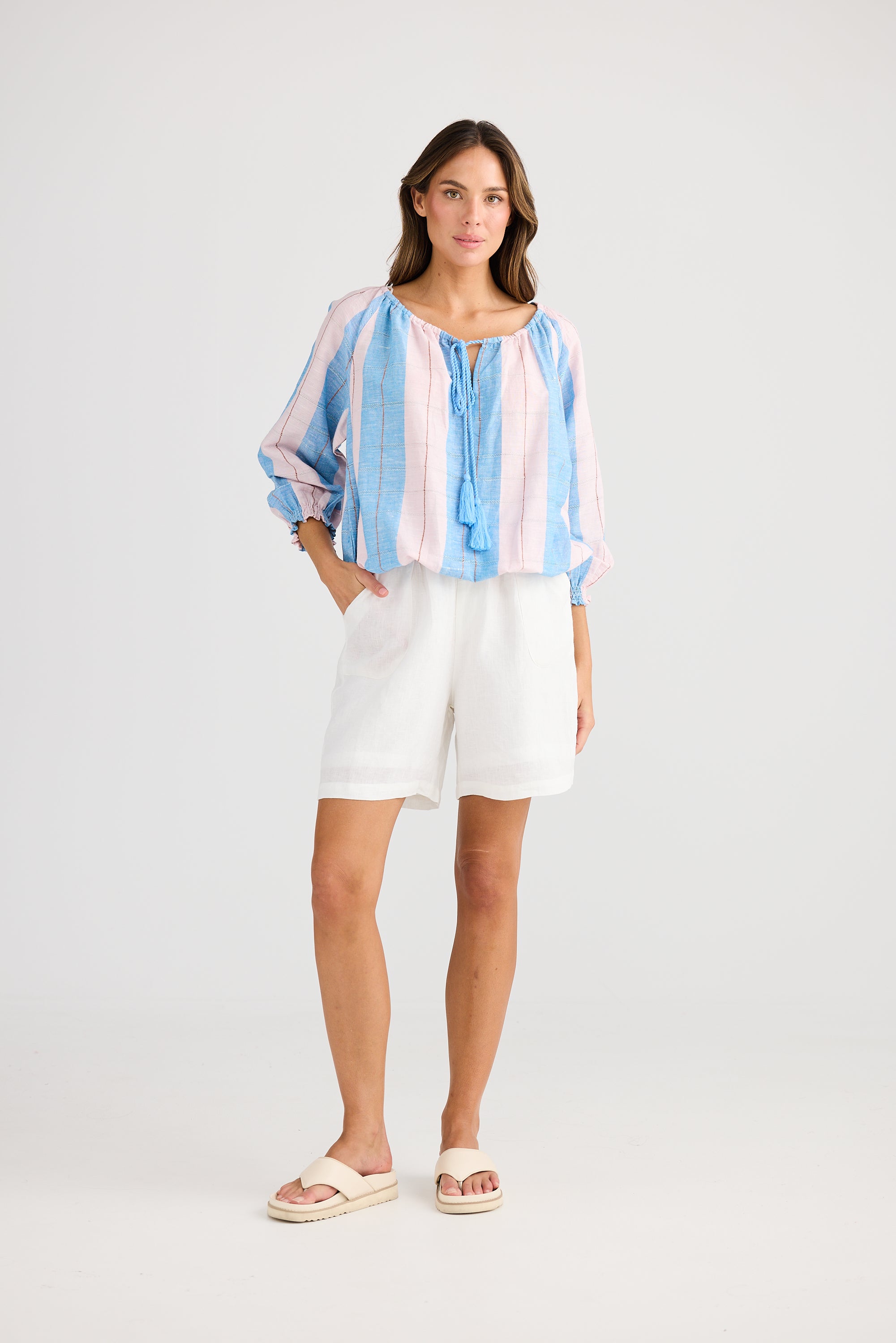 Seaside Top - Blue Multi Stripe-Holiday-The Bay Room