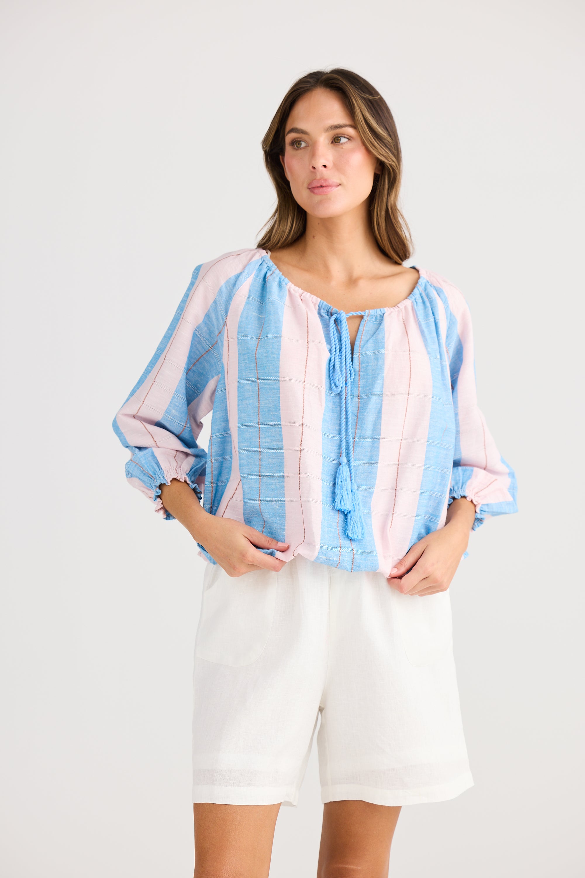 Seaside Top - Blue Multi Stripe-Holiday-The Bay Room