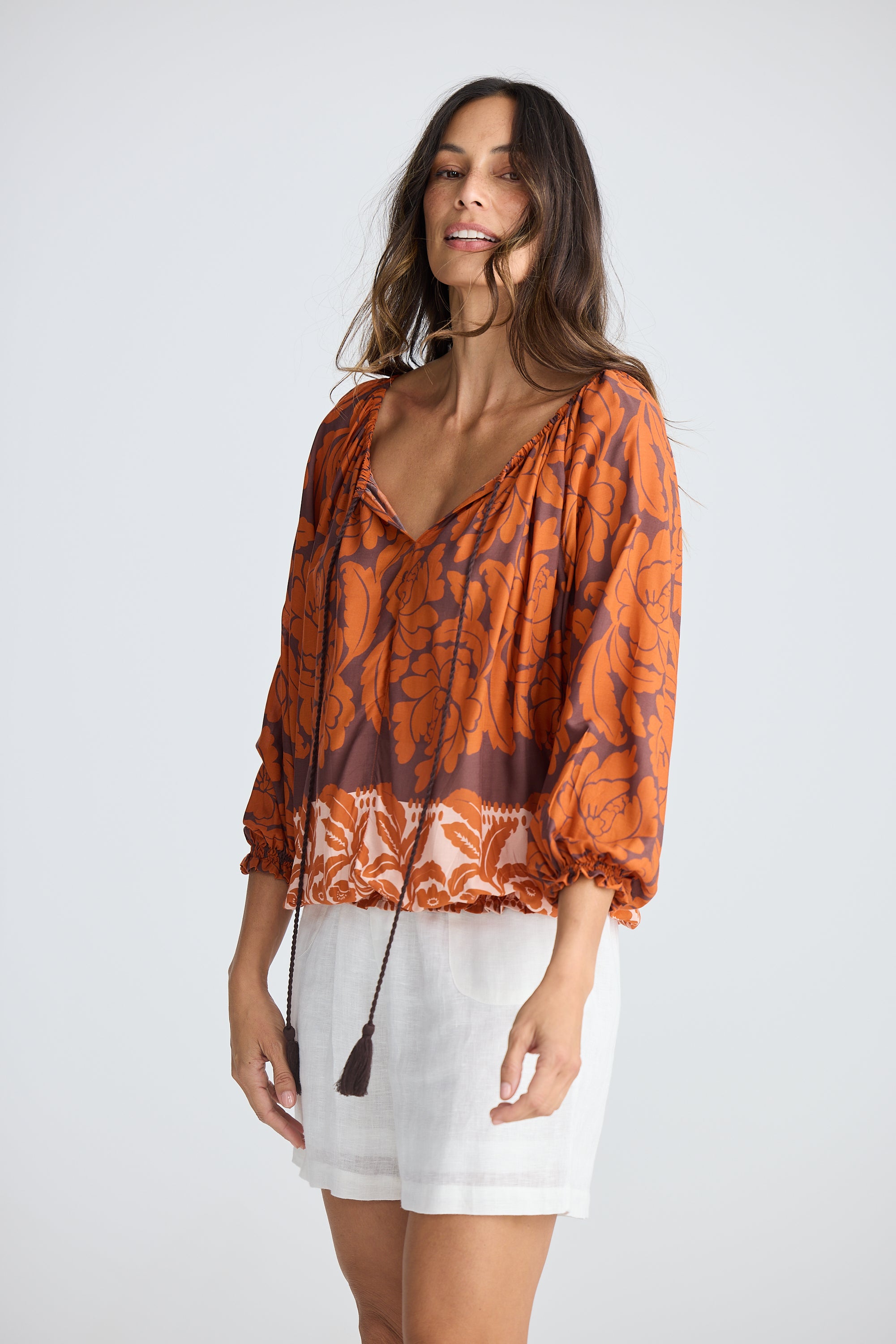 Seaside Top - Tuscan Palm Print-Tops-Holiday-The Bay Room