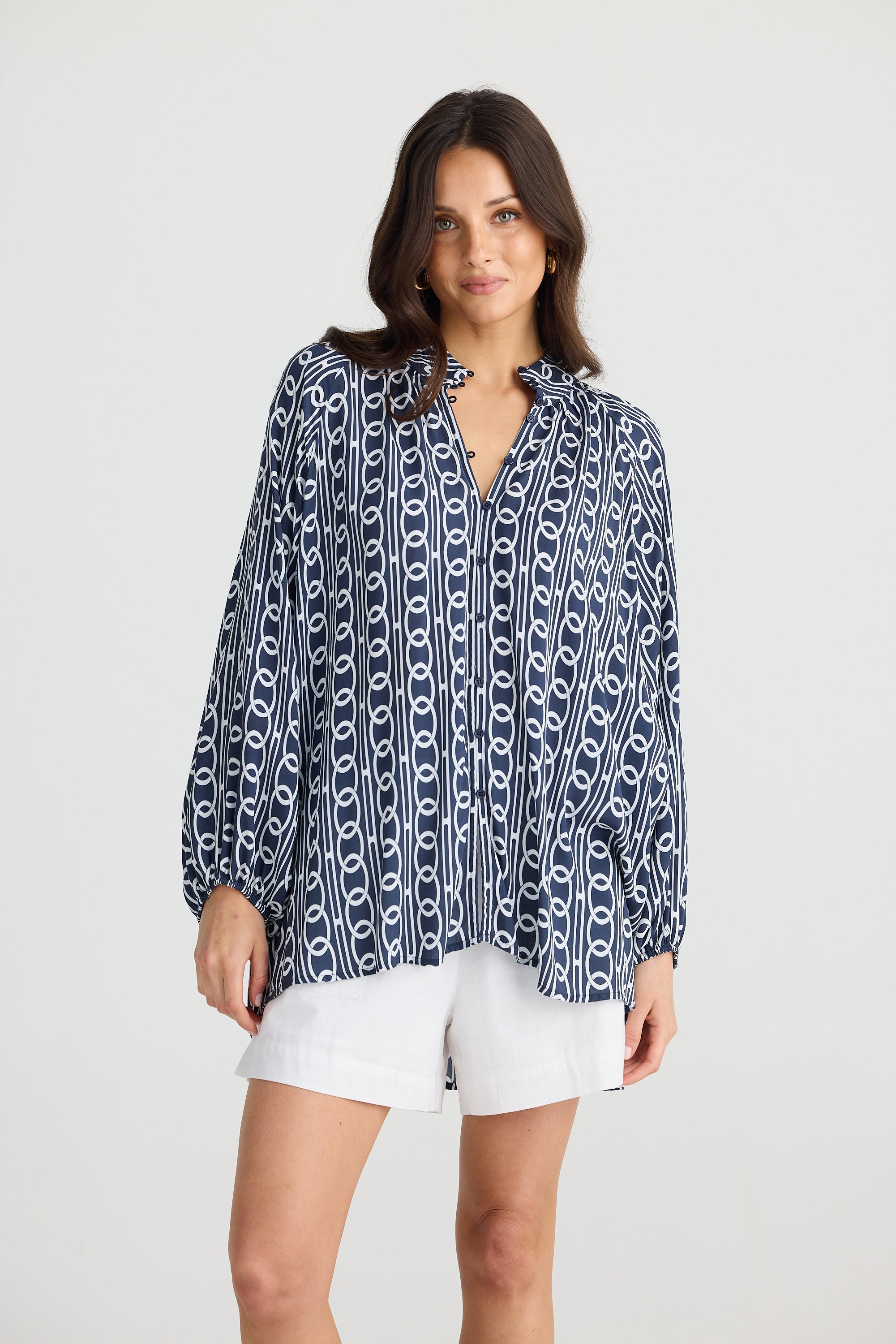 Second Valley Shirt - Navy Links-Tops-Brave & True-The Bay Room