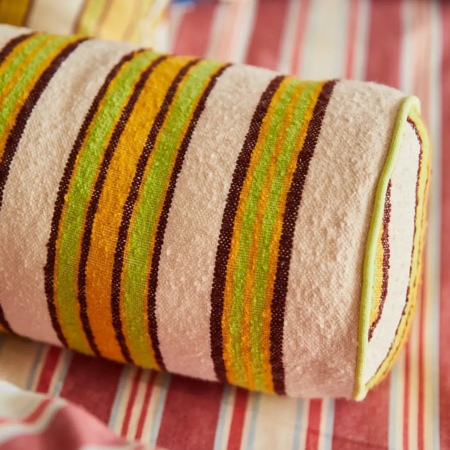 Selene Woven Bolster Cushion - Dune-Soft Furnishings-Sage & Clare-The Bay Room