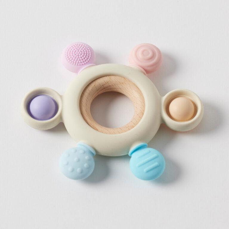 Sensory Beaded Silicone & Wood Teether-Toys-Jiggle & Giggle-The Bay Room