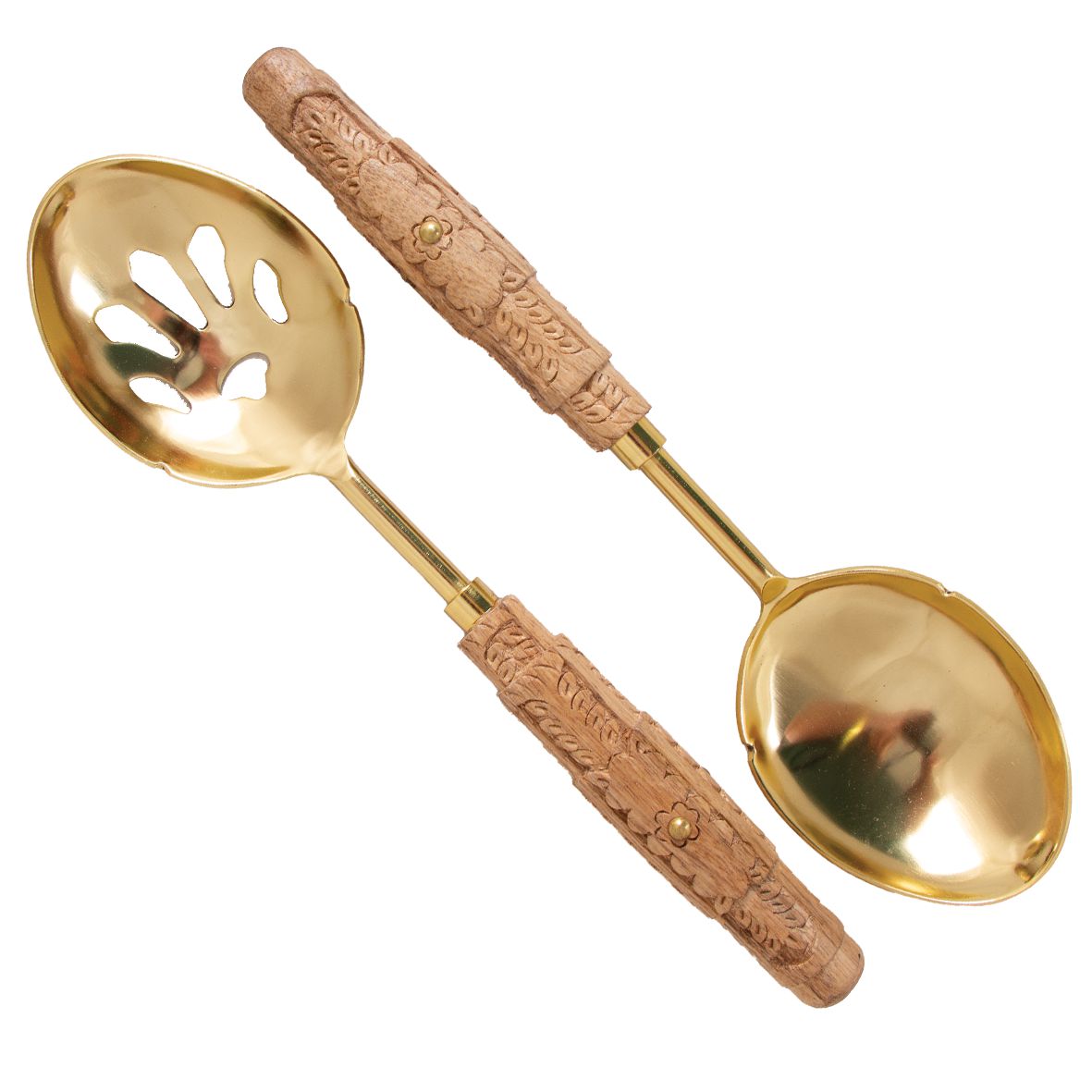 Set of 2 Palm Stainless/Mango Wood Salad Servers - Sitara-Dining & Entertaining-DWBH-The Bay Room