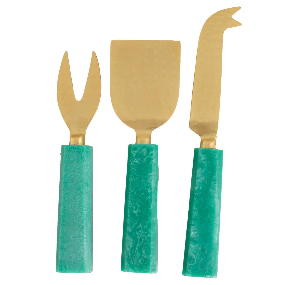 Set of 3 Stainless/Resin Cheese Knives - Aqua-Dining & Entertaining-DWBH-The Bay Room