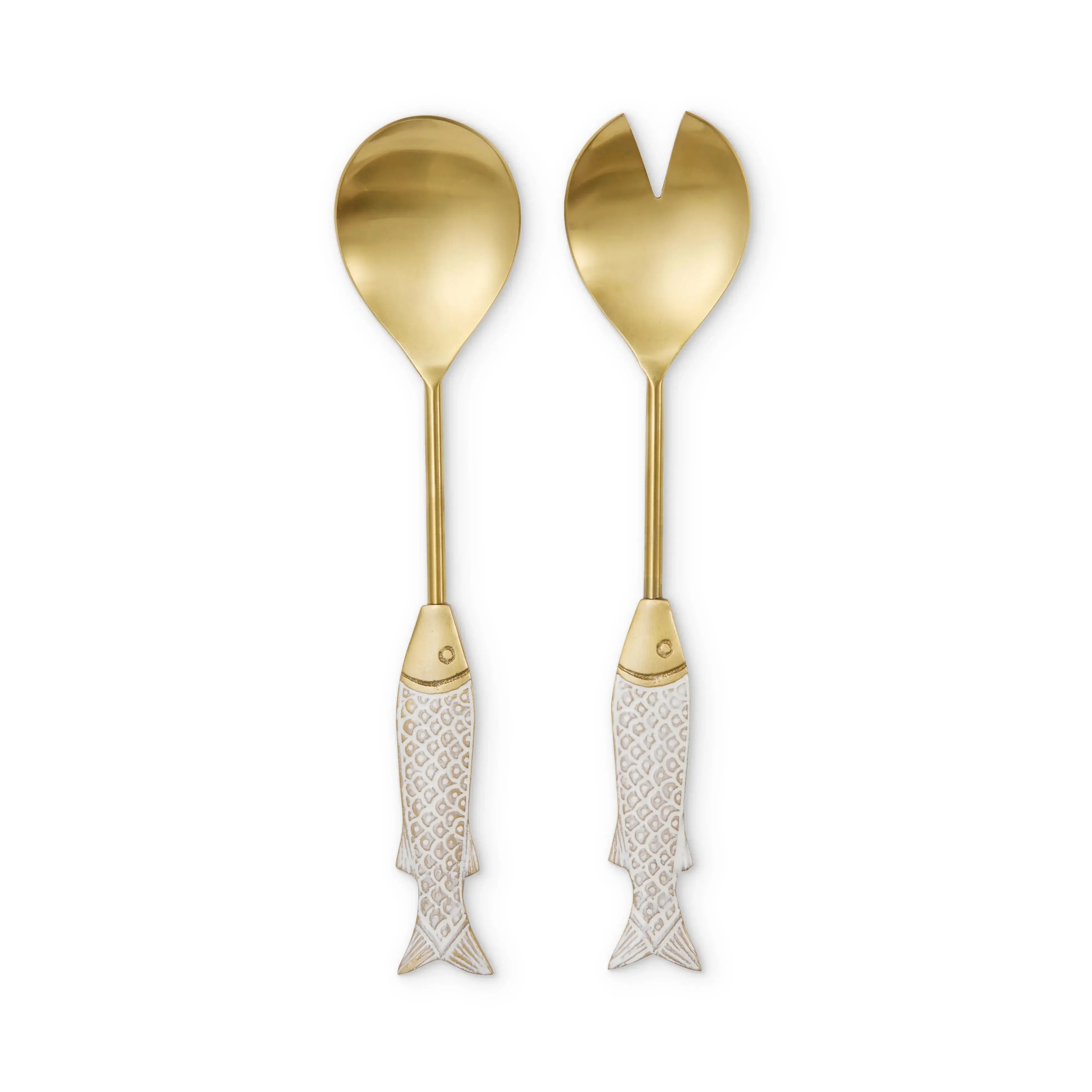 Seychelles Brass Fish Salad Server Set-Dining & Entertaining-Madras Link-The Bay Room