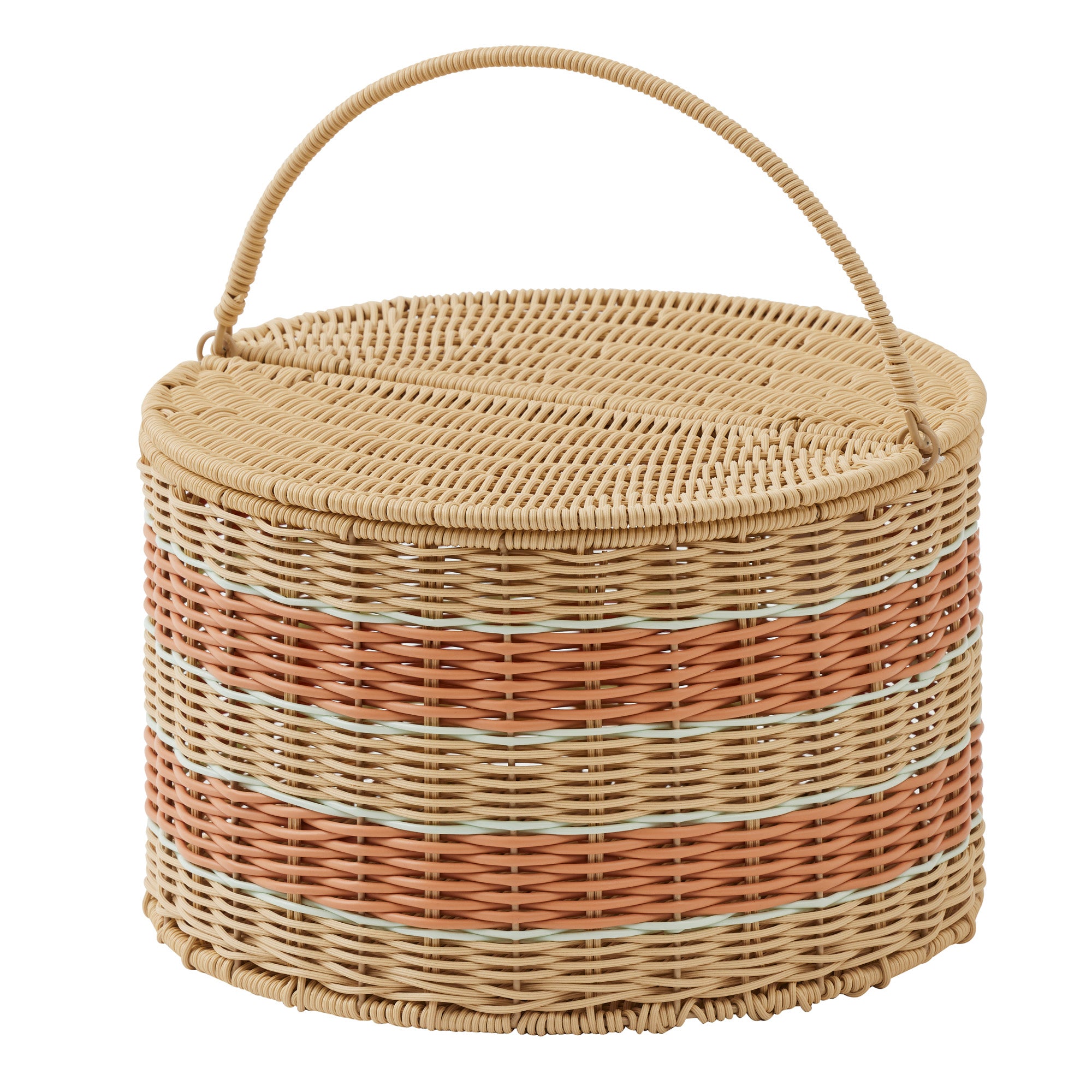 Shack PP Woven Basket 35x38cm Sky/Orange-Travel & Outdoors-Coast To Coast Home-The Bay Room