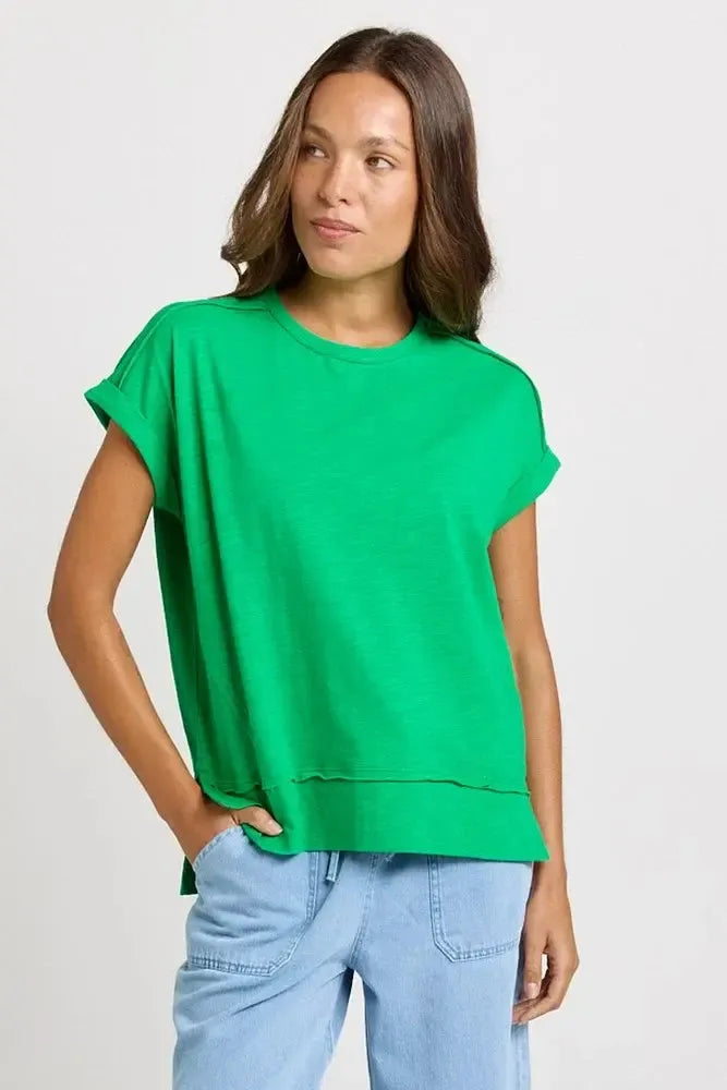 Shirley Short Sleeve Tee - Green-Tops-Betty Basics-The Bay Room