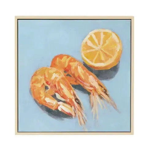 Shrimp Nat Frame Oil Painting 30x30cm-Wall Decor-Coast To Coast Home-The Bay Room