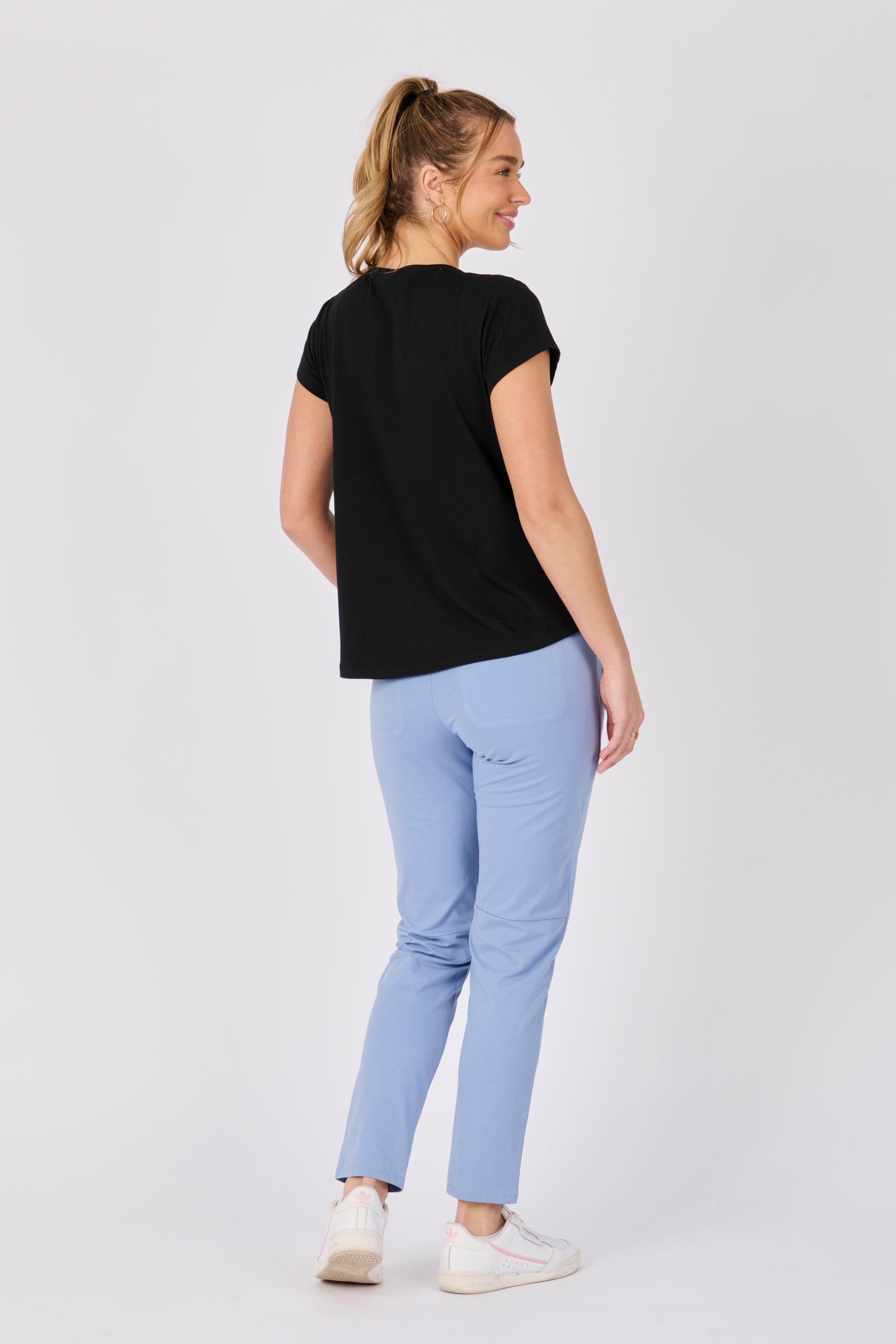 Side Split Tee - Black-Tops-One Ten Willow-The Bay Room