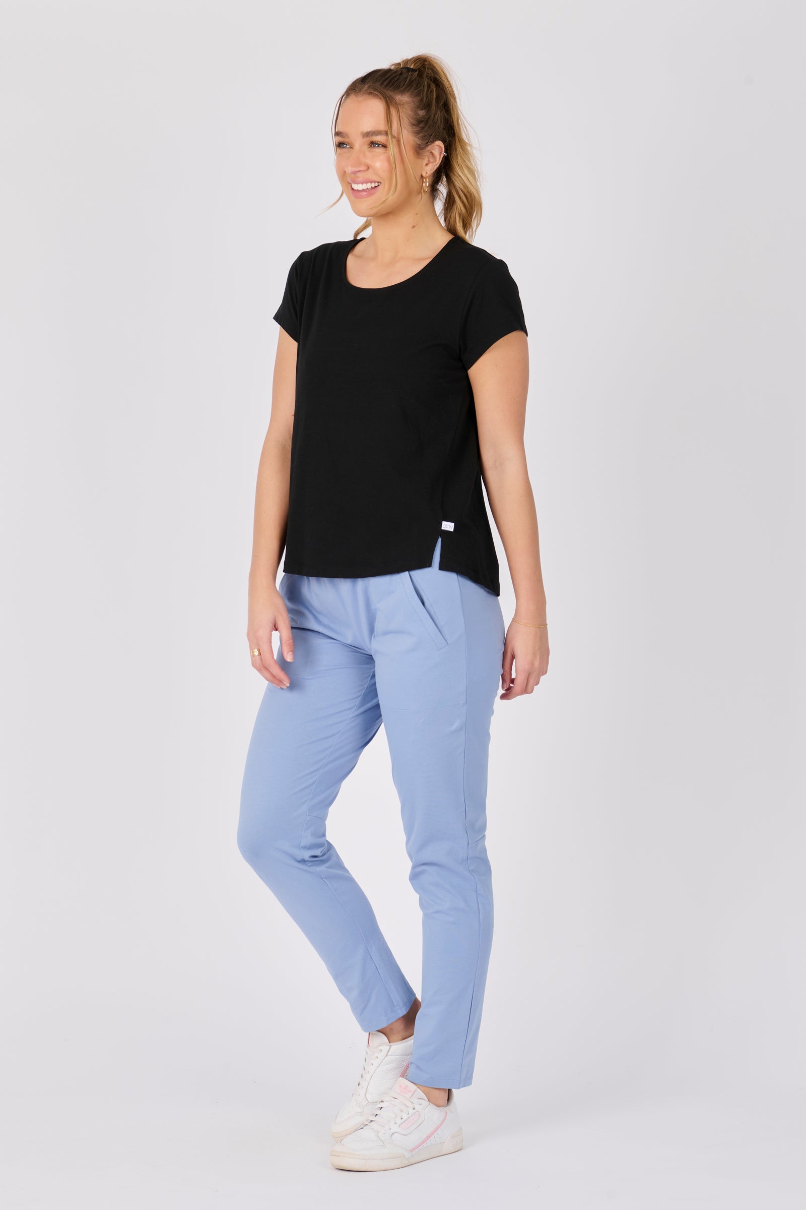 Side Split Tee - Black-Tops-One Ten Willow-The Bay Room