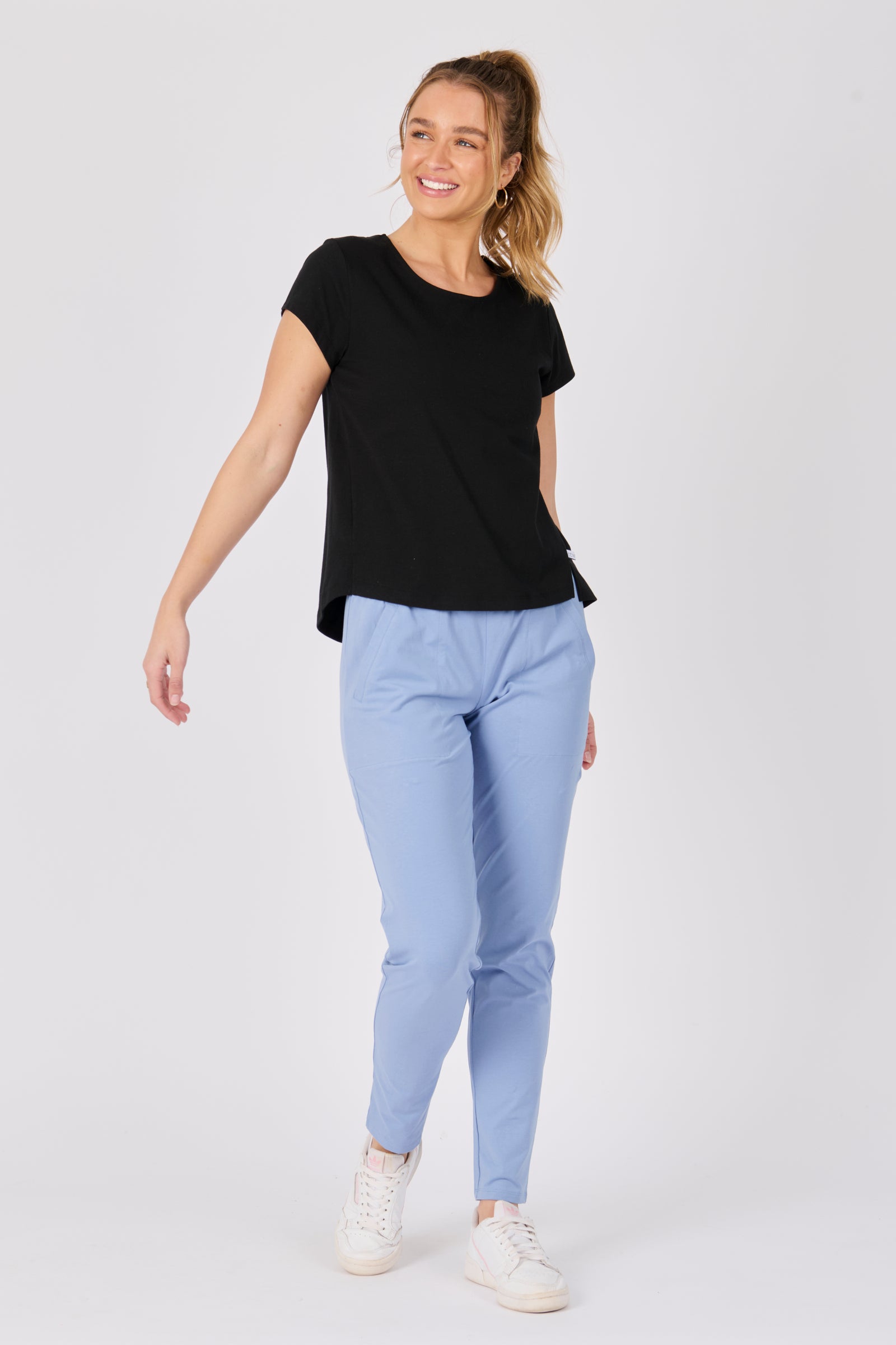 Side Split Tee - Black-Tops-One Ten Willow-The Bay Room