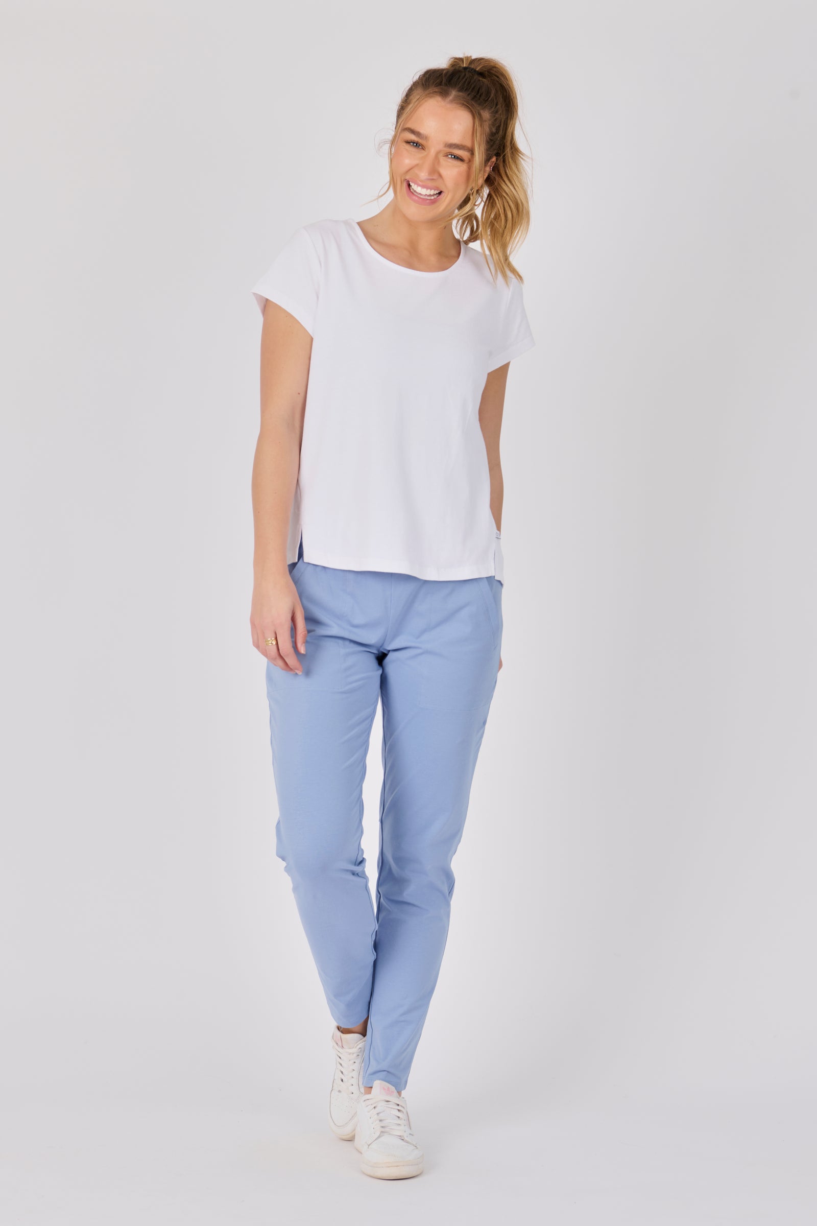 Side Split Tee - White-Tops-One Ten Willow-The Bay Room