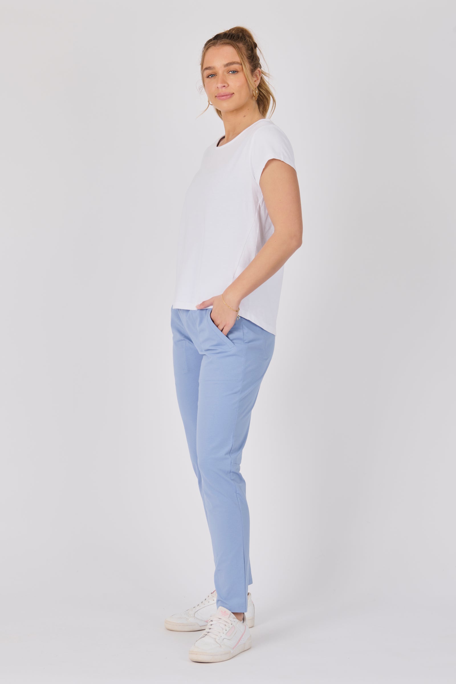 Side Split Tee - White-Tops-One Ten Willow-The Bay Room