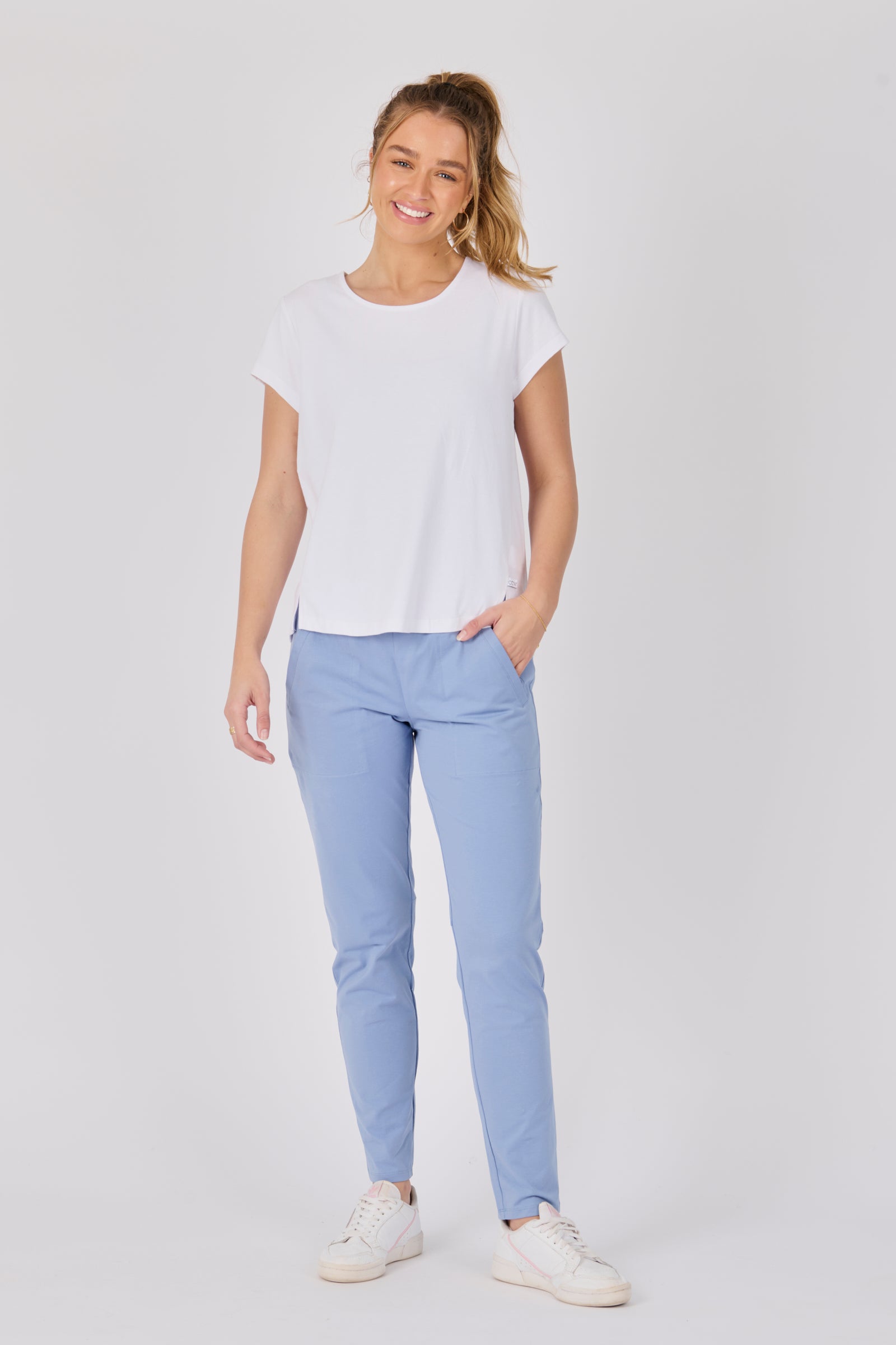 Side Split Tee - White-Tops-One Ten Willow-The Bay Room