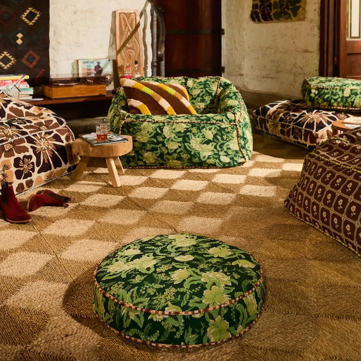 Sierra Jacquard Round Floor Cushion-Soft Furnishings-Sage & Clare-The Bay Room