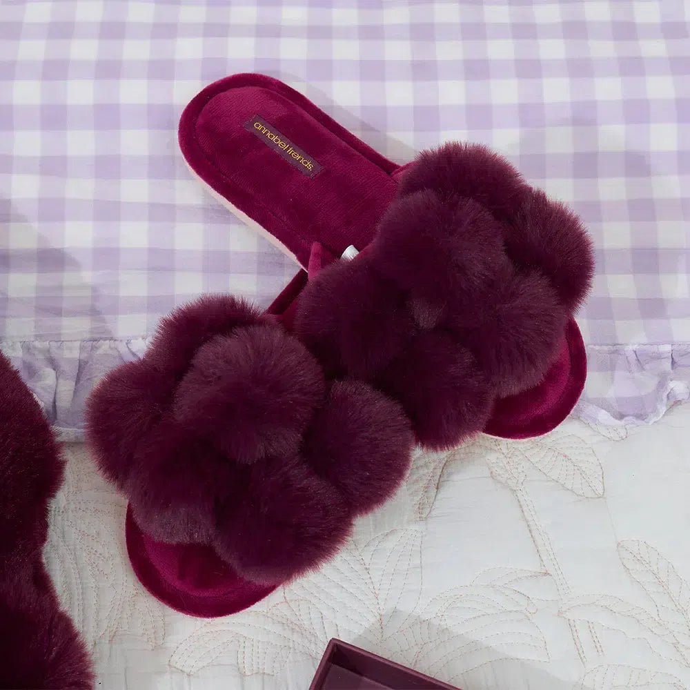 Slipper Cosy Luxe Pom Pom - Mulberry-General-Annabel Trends-The Bay Room