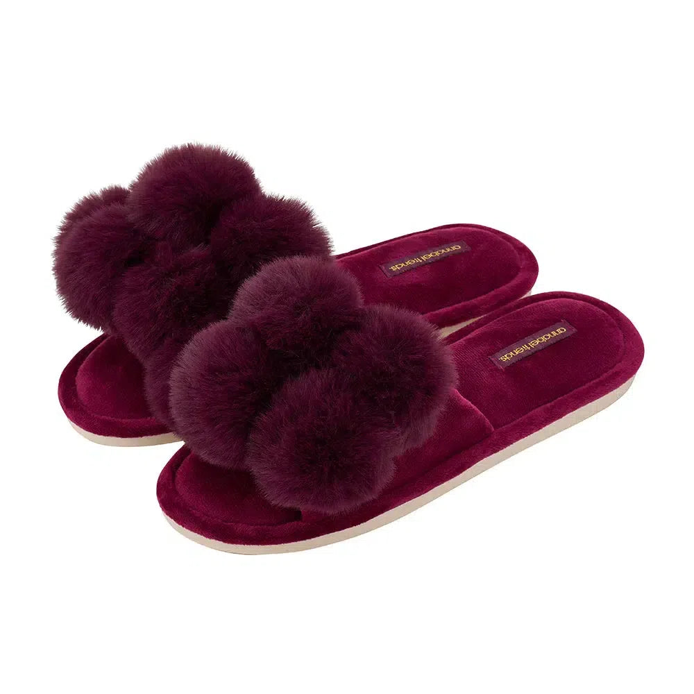 Slipper Cosy Luxe Pom Pom - Mulberry-General-Annabel Trends-The Bay Room