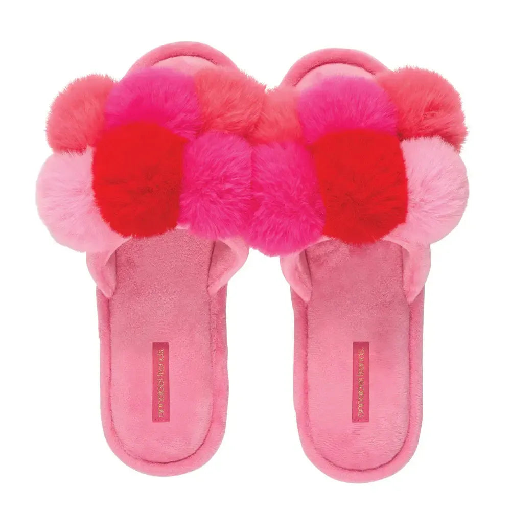 Slipper Cosy Luxe Pom Pom - Multi Pink-Sleepwear & Robes-Annabel Trends-The Bay Room