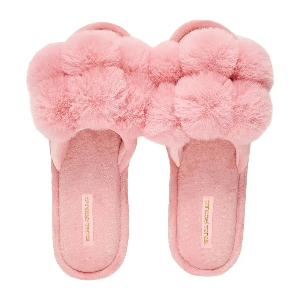 Slipper Cosy Luxe Pom Pom - Pink Lemonade-Sleepwear & Robes-Annabel Trends-The Bay Room