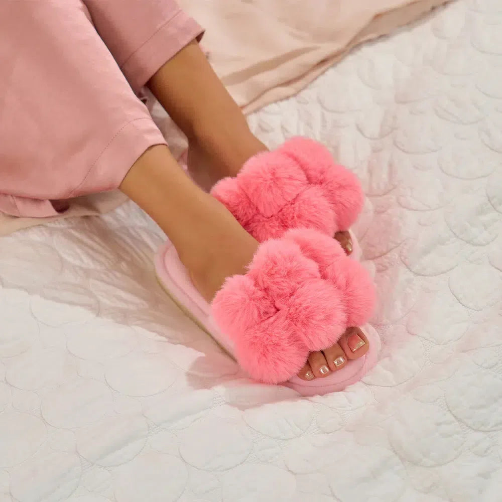 Slipper Cosy Luxe Pom Pom - Shell Pink-General-Annabel Trends-The Bay Room