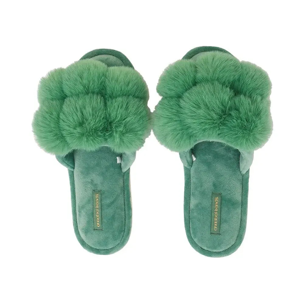 Slipper Cosy Luxe Pom Pom - Spearmint-Sleepwear & Robes-Annabel Trends-The Bay Room