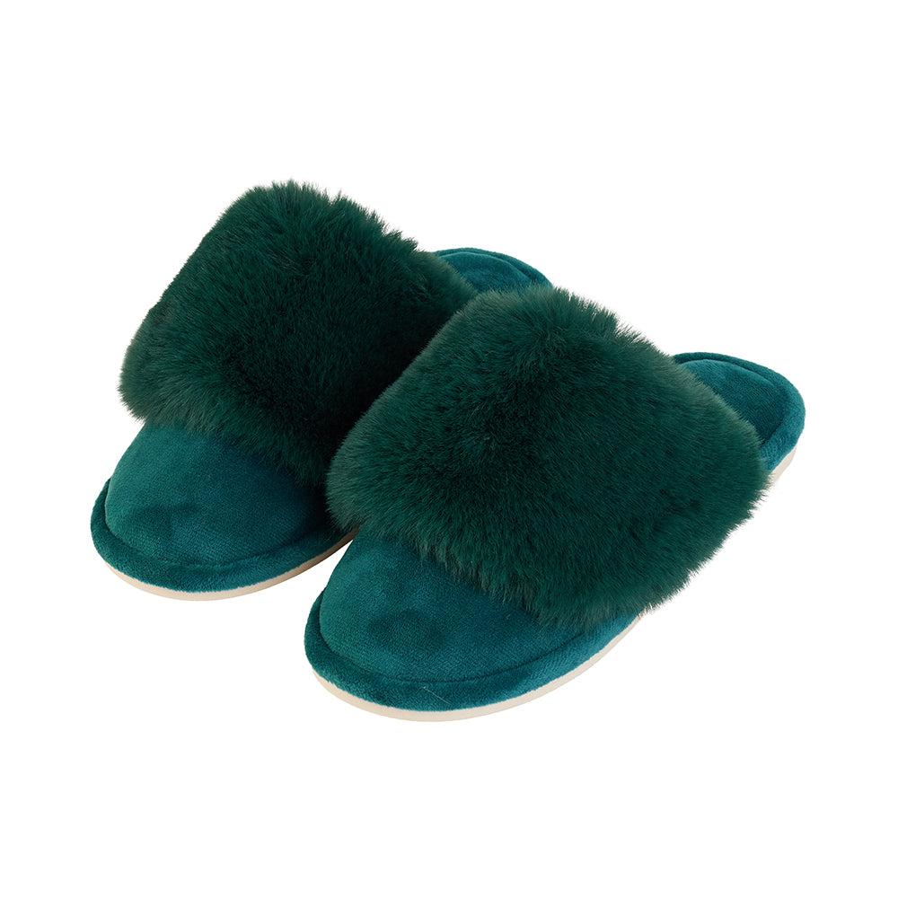 Slippers – Cosy Luxe – Emerald-Sleepwear & Robes-Annabel Trends-The Bay Room