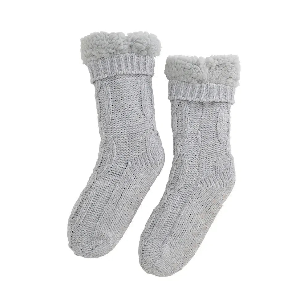 Socks - Chenille Lounge Sherpa - Grey-General-Annabel Trends-The Bay Room