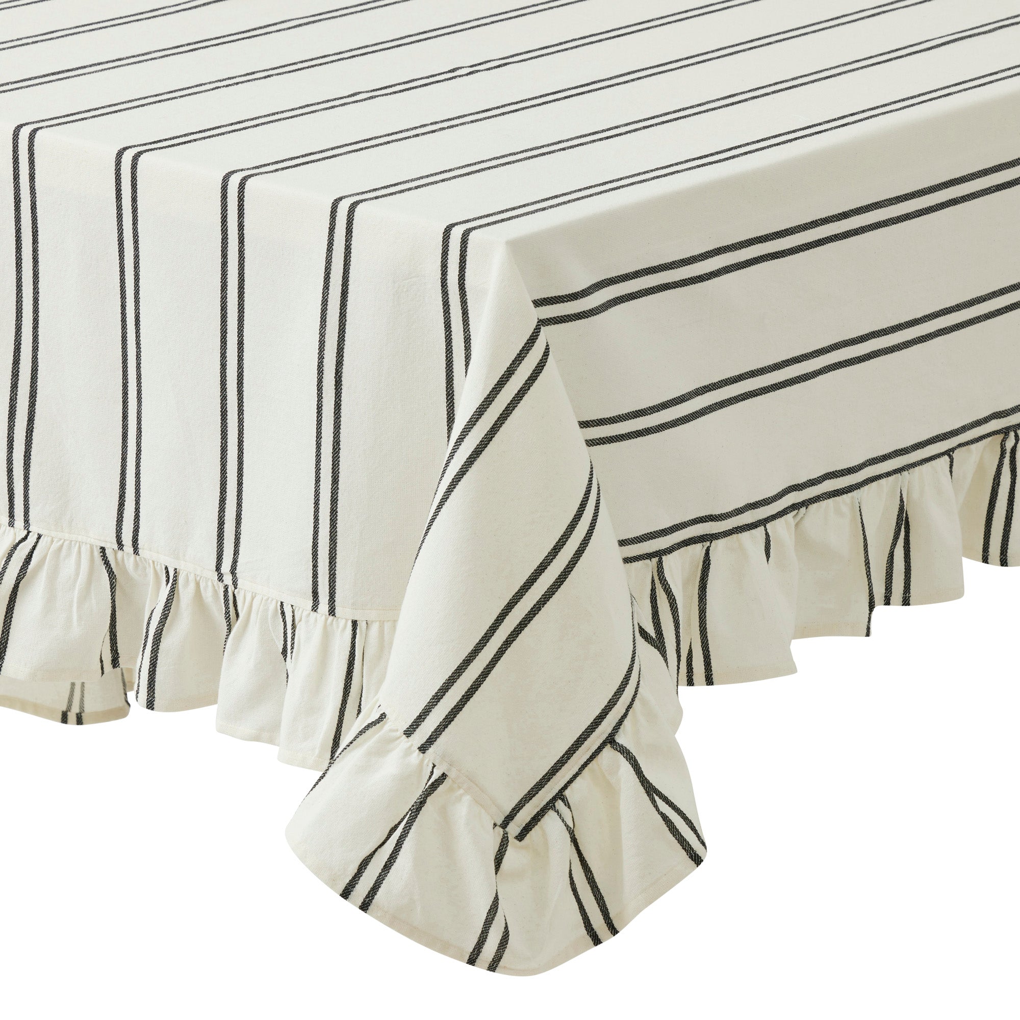 Sofia Cotton Tablecloth 150x250cm Ivory/Black-Dining & Entertaining-Coast To Coast Home-The Bay Room