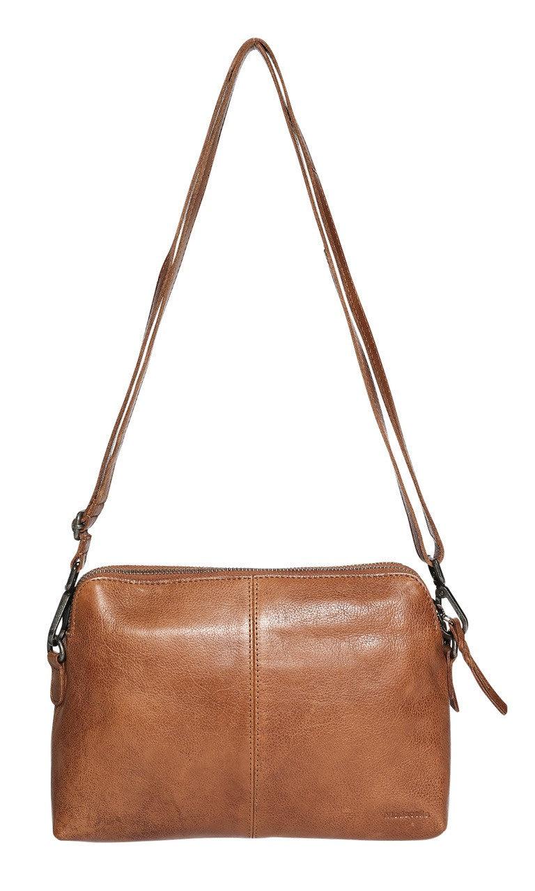 Soft Leather Double Zip Compartment Bag - Tan-Bags & Clutches-Modapelle-The Bay Room