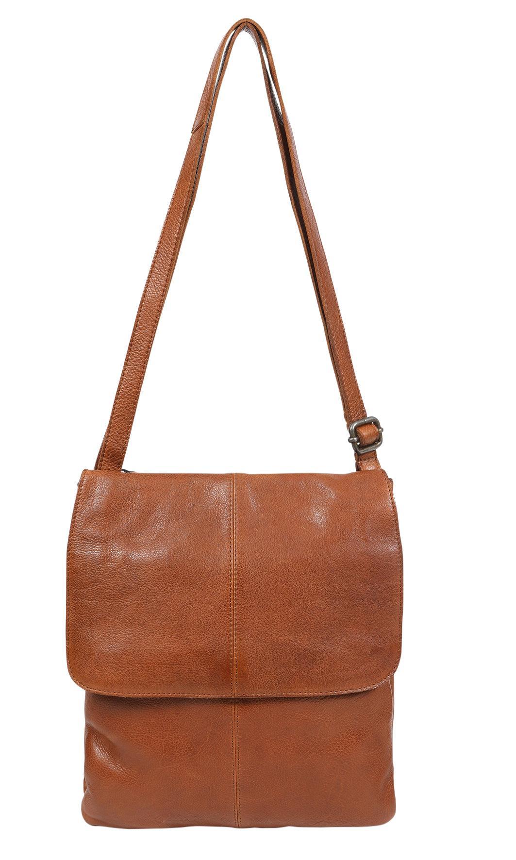 Soft Vintage Leater Large Multi Compartment Cross Body Bag - Tan-Bags & Clutches-Modapelle-The Bay Room