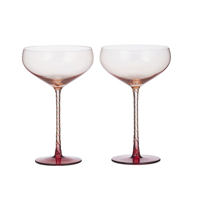 Soho Set/2 Glass Coupe 11x18cm Peach-Dining & Entertaining-Coast To Coast Home-The Bay Room