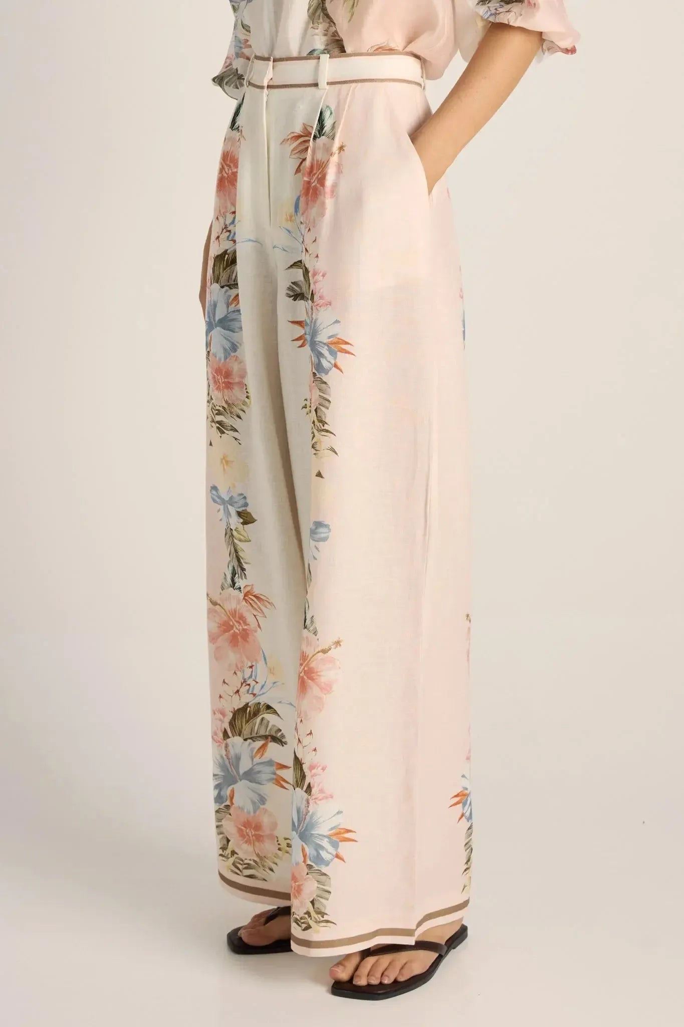 Solara Placement Print Pant - Pink Print-Pants-Fate + Becker-The Bay Room