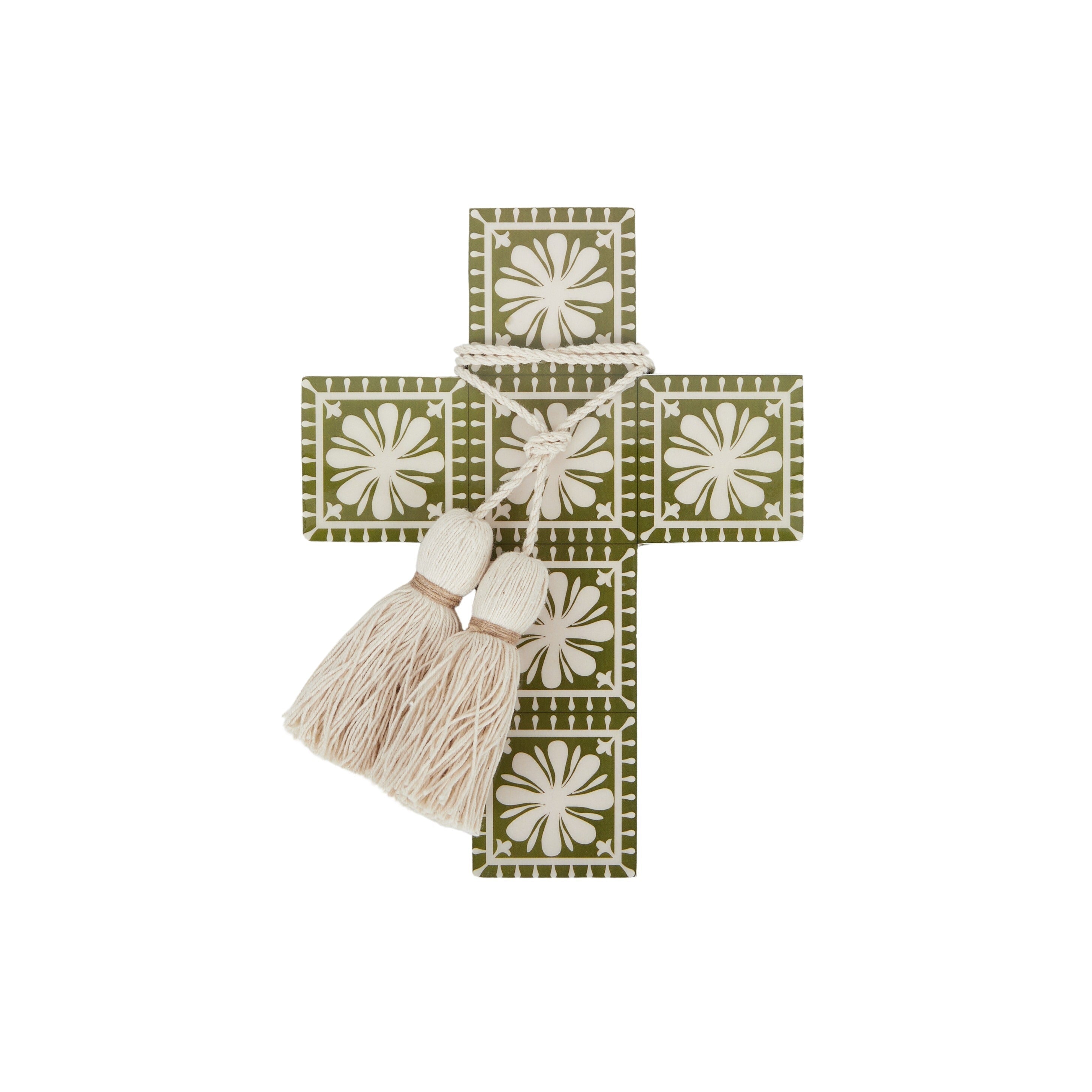 Sophia Wood/Enamel Cross 15x20cm Olive-Wall Decor-Coast To Coast Home-The Bay Room